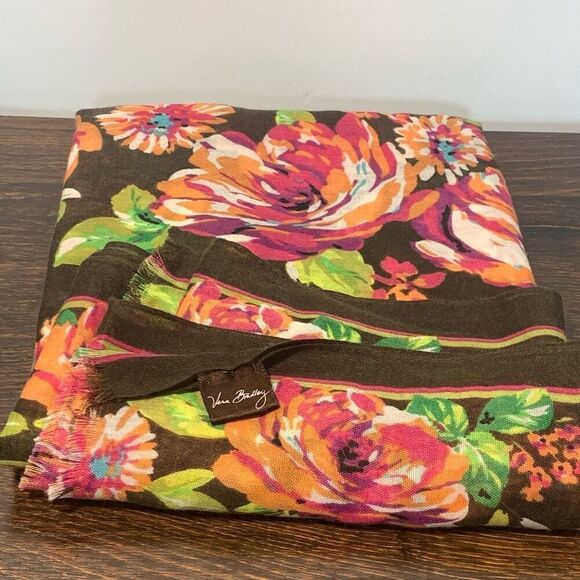 Vera Bradley Womens Floral Allover Print Scarf Multicolor 80x29” - Picture 1 of 4